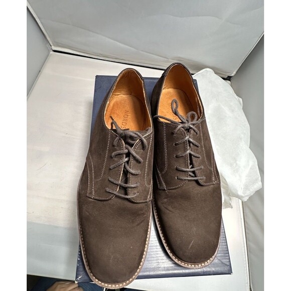 Nordstrom Carson Shoes Men\'s 8.5 M Suede Buck Oxford Dress Brown Lace Up